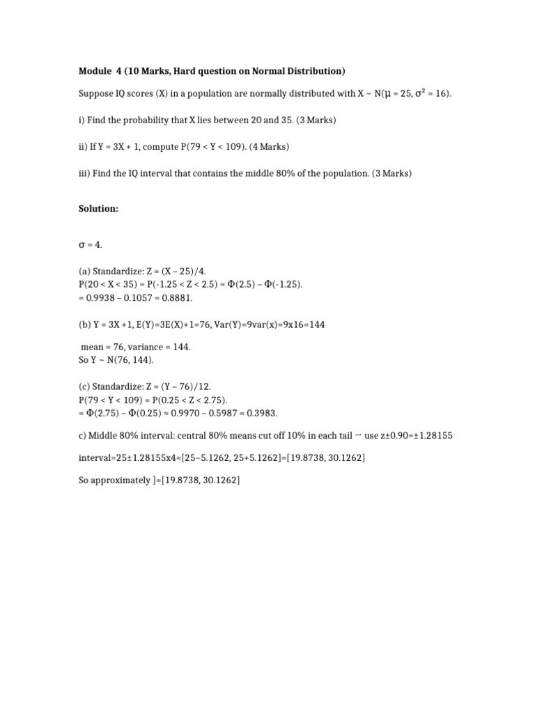 Normal Distribution QA Solutions | PDF