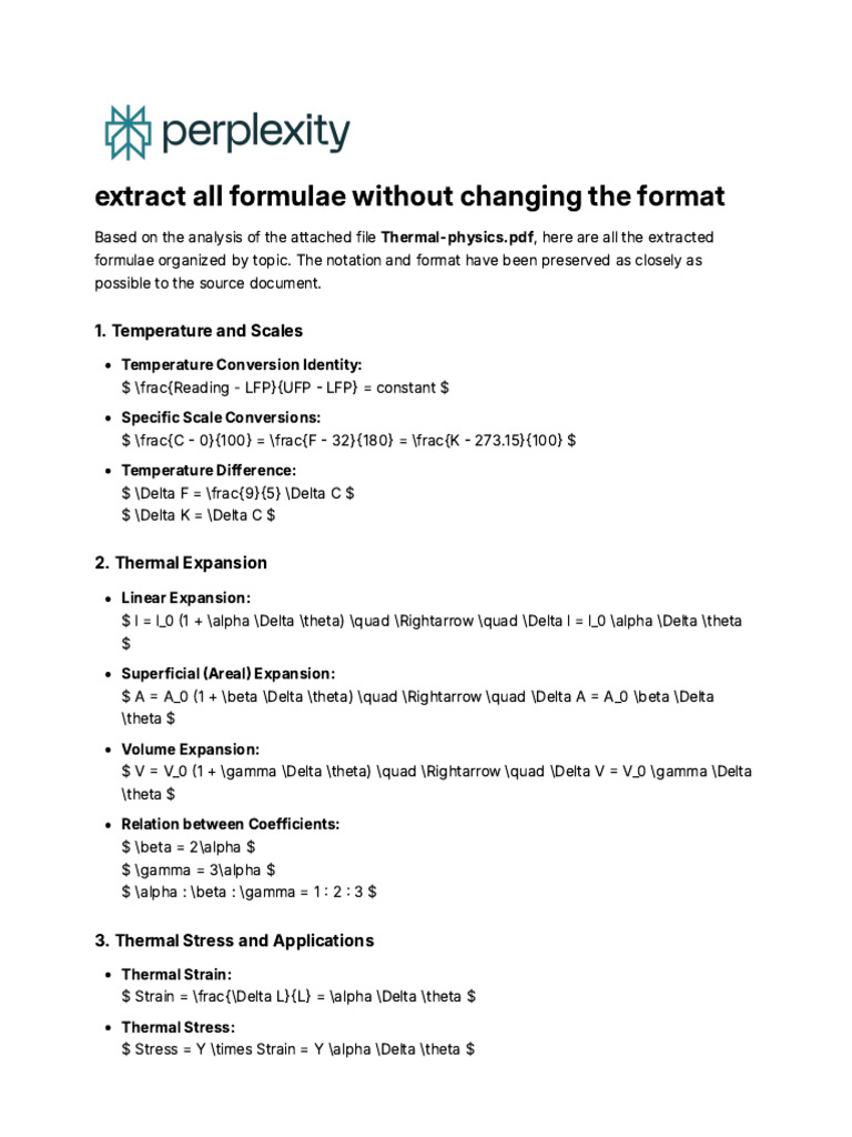 Extract All Formulae Without Changing The Format | PDF | Heat ...