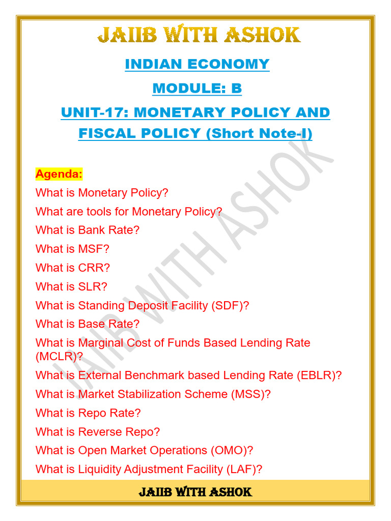 Ie Module B Chapter 17 Short Note | PDF | Fiscal Policy | Repurchase ...