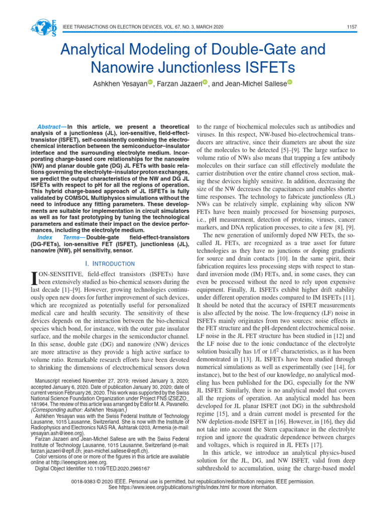 Analytical Modeling of Double-Gate and | PDF | Field Effect Transistor ...