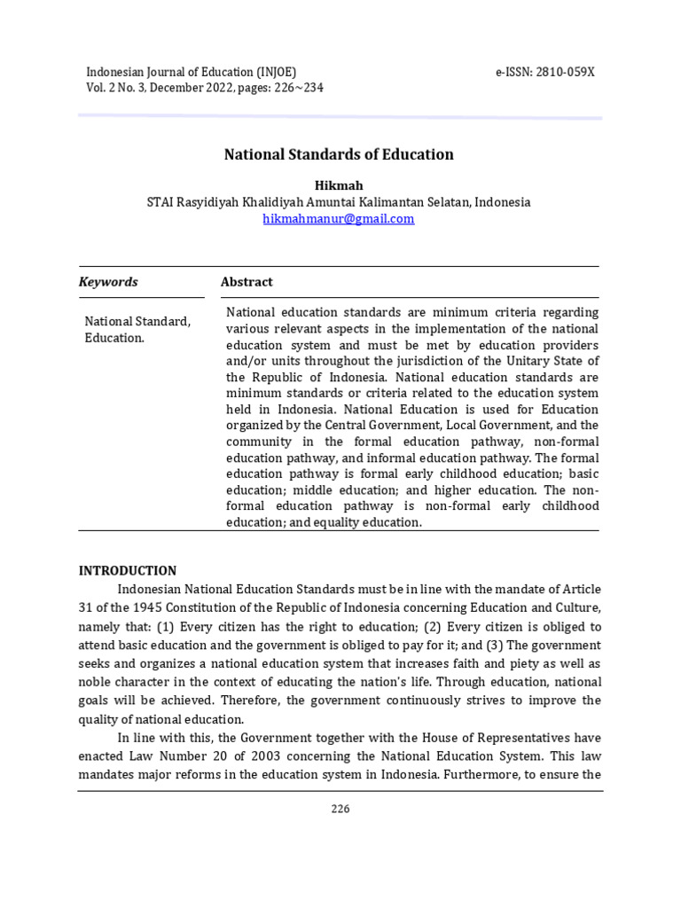 National Standards of Education by Hikmah | PDF | Teachers ...