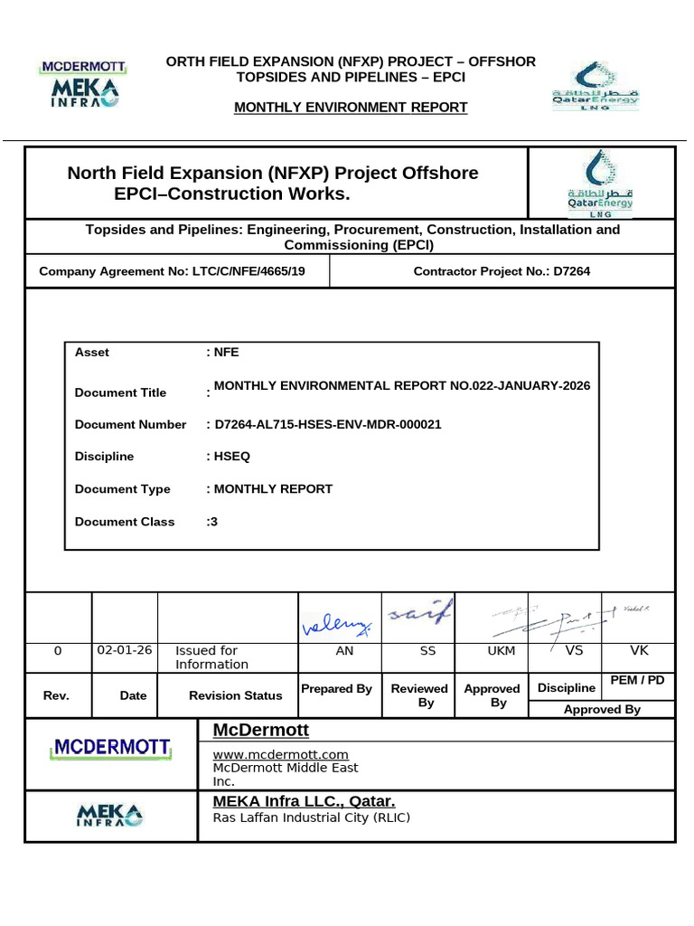 NFXP-EPCI-MEKA-023 SHES Monthly Environmental Report - FEB 2026 | PDF ...