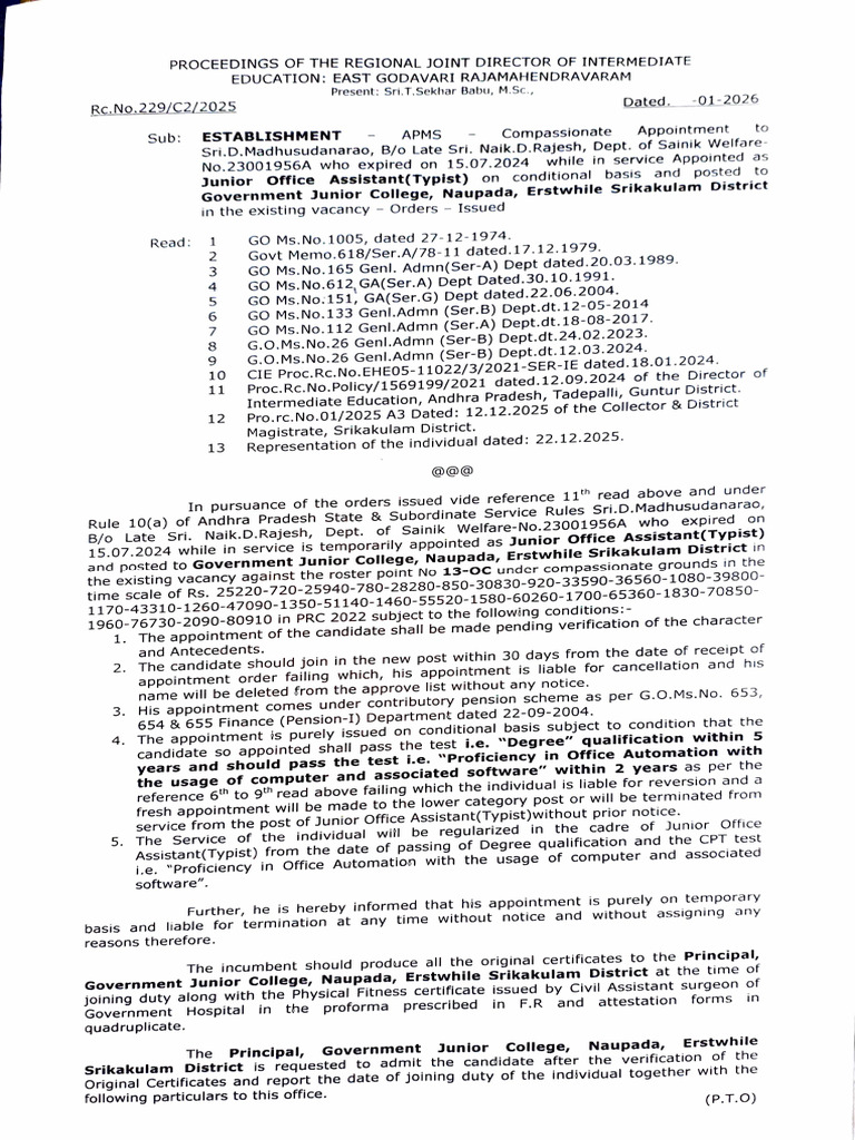Compassinate Appointments of DMR | PDF