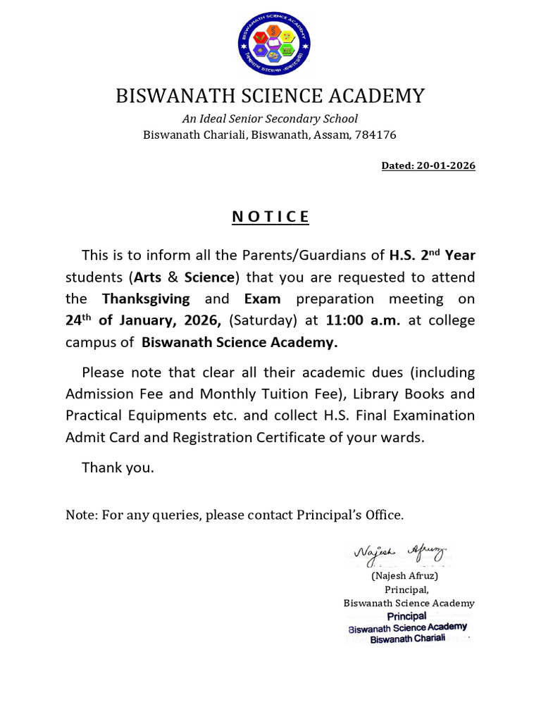 Notice For Class 12 | PDF