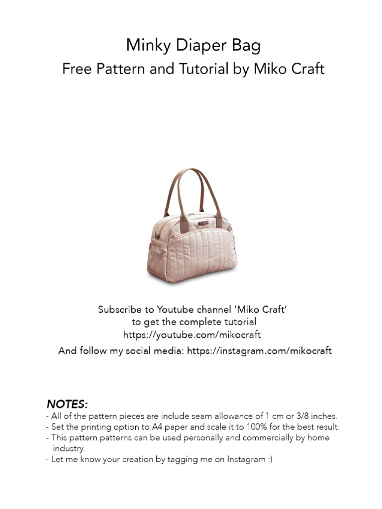 Minky Diaper Bag - Free Pattern and Tutorial by Miko Craft | PDF