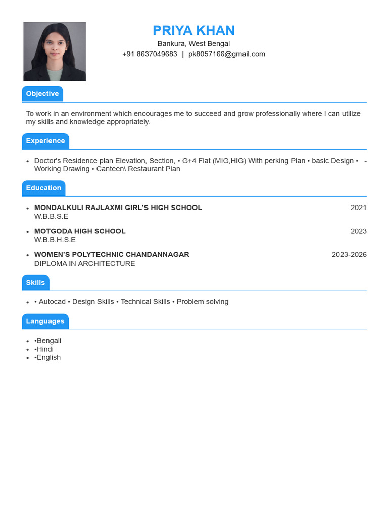 Priya Khan CV | PDF