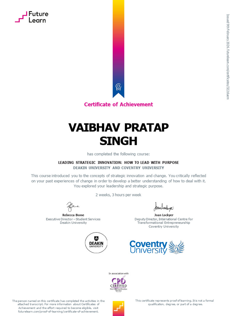 Leading-strategic-Innovation Certificate of Achievement 322duem | PDF ...
