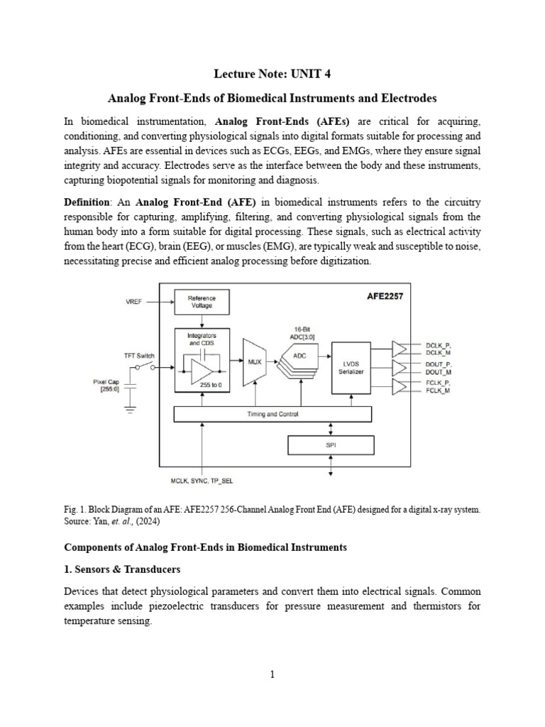 Analog Front Lecture Note | PDF | Electromyography | Electroencephalography