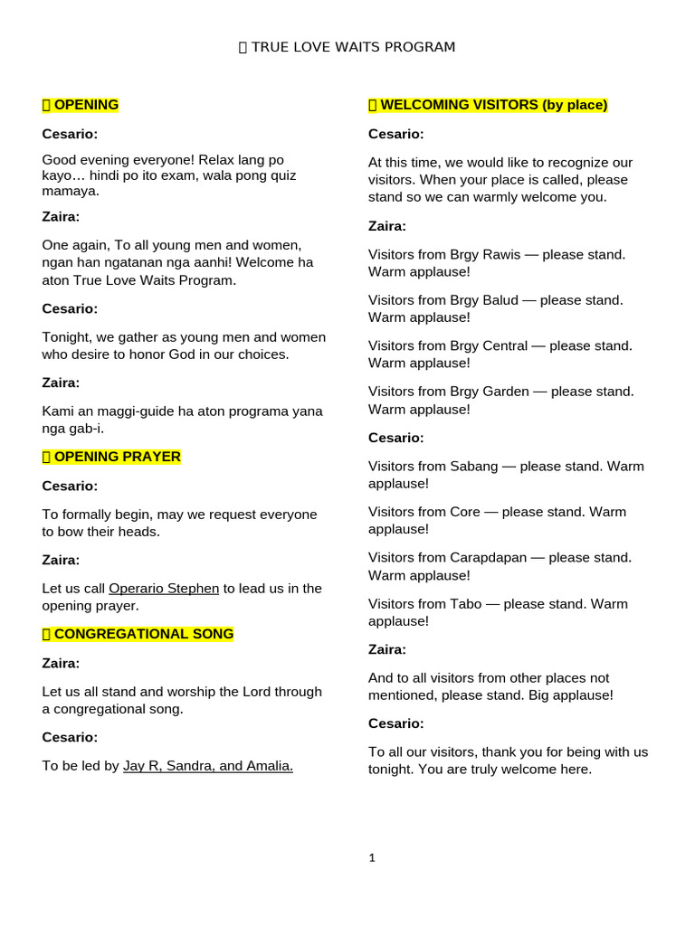 True Love Waits Program | PDF