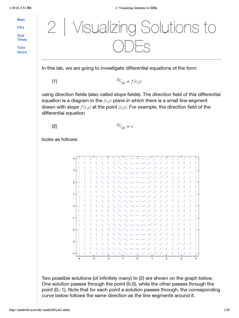 2 - Visualizing Solutions To ODEs | PDF