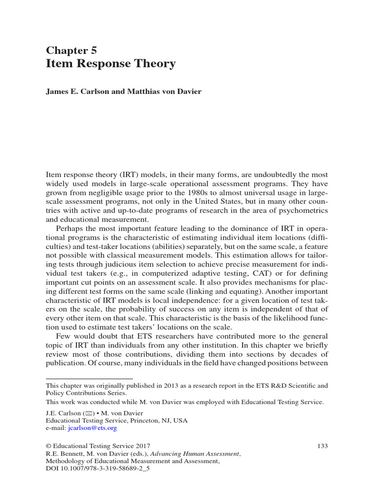 Item Response Theory | PDF | Psychometrics | Applied Mathematics