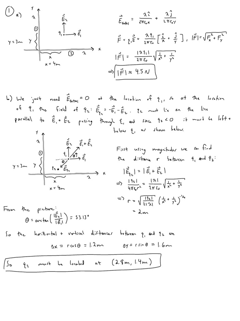 Midterm 1 Practice B Solutions | PDF | Physics | Electromagnetism