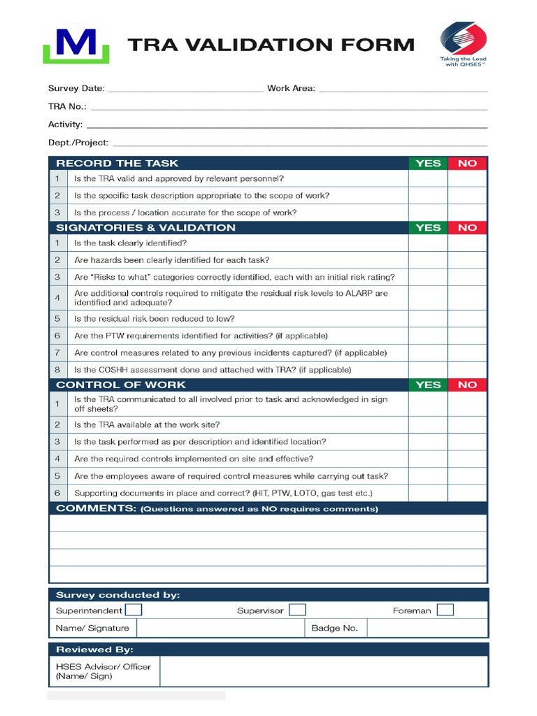 TRA Validation Form | PDF