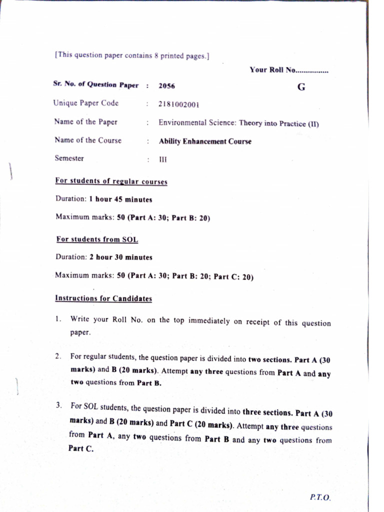 AEC Sem 3 Du Evs Pyq | PDF