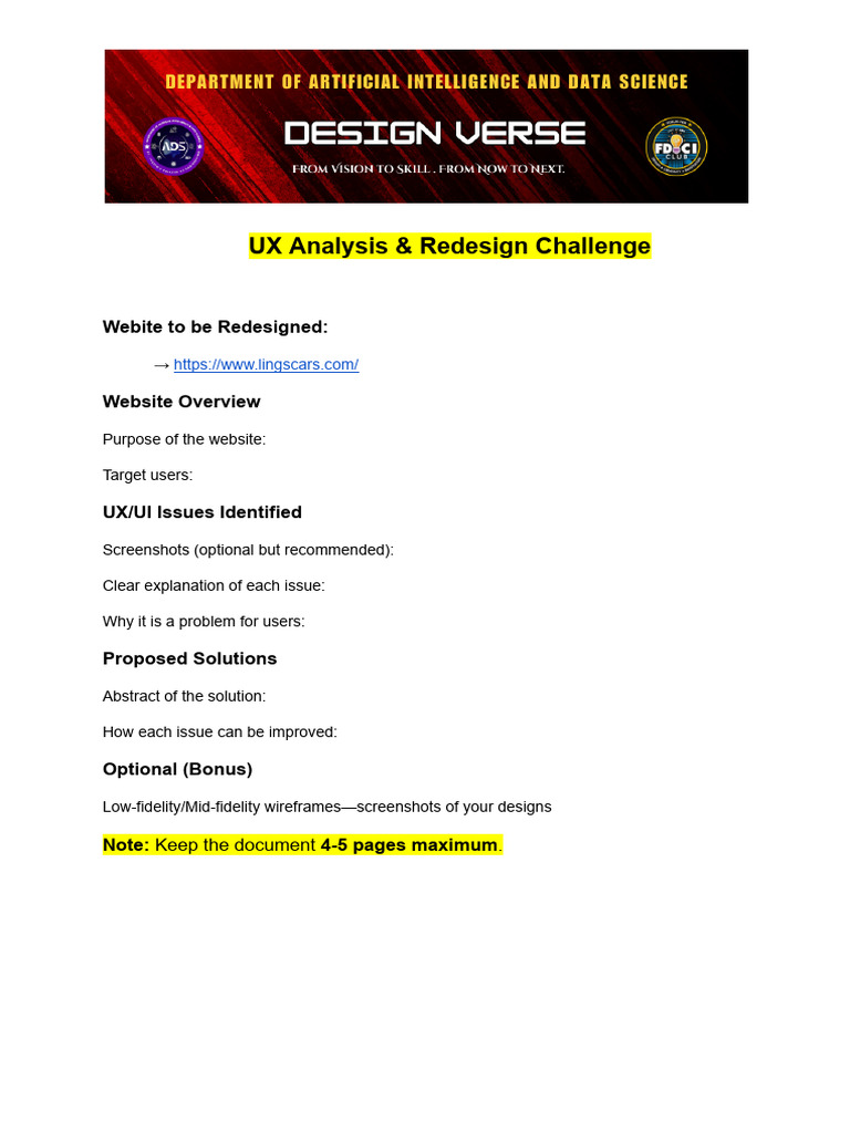 UX Analysis & Redesign Challenge Template | PDF