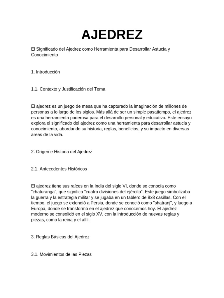 AJEDREZ | PDF | Ajedrez | Juegos de estrategia abstractos