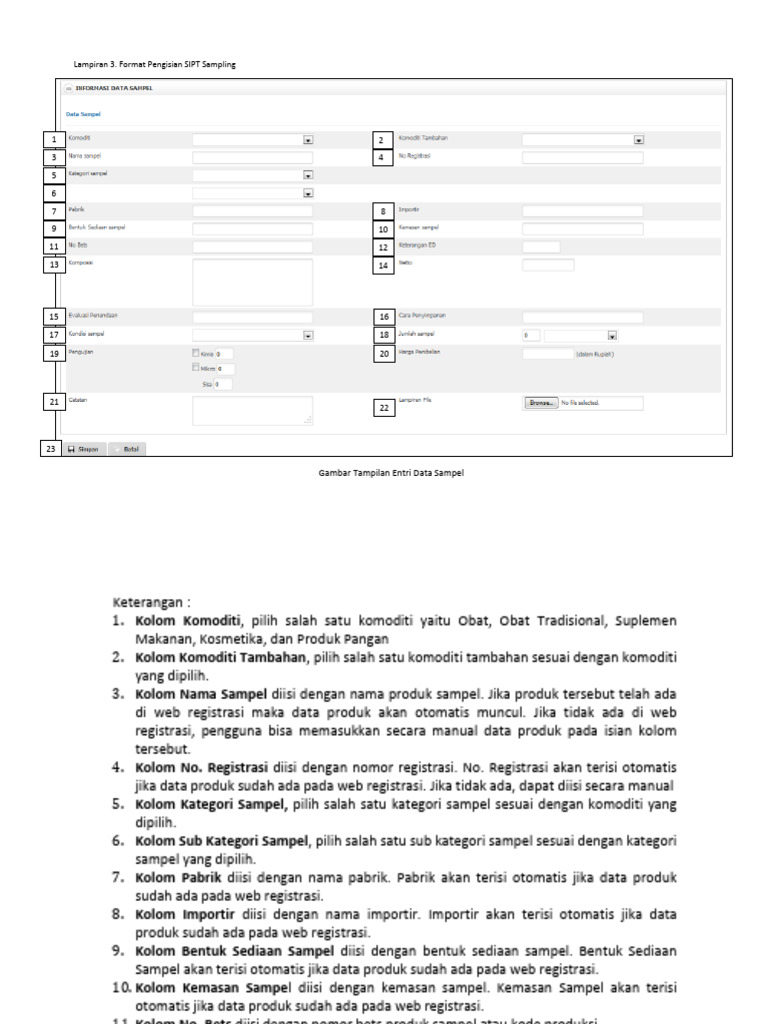 Lampiran 4a. Petunjuk Pengisian SIPT Sampling | PDF