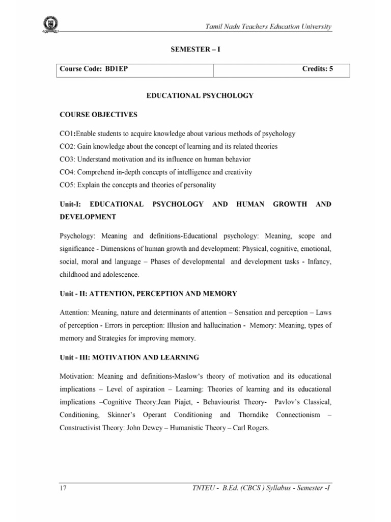 B Ed-Syllabus | PDF