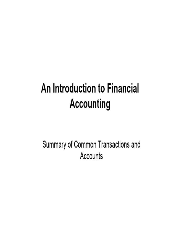 Wharton Introduction to Financial Accounting Summary of Common ...