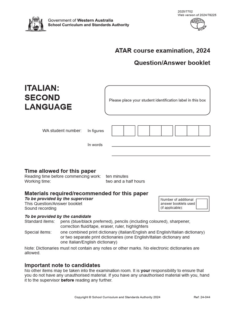 2024 ISL Examination Web Version | PDF | Copyright