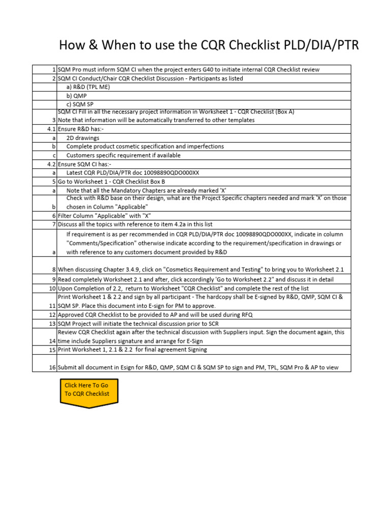 CQR_Decorative Plastics (PLD) Checklist_AJ_DIA_ | PDF | Secondary ...