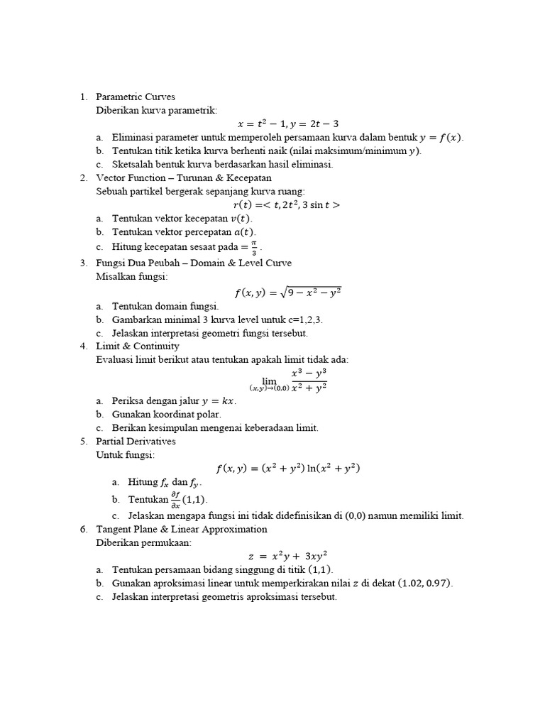 Soal Pra UAS Kalkulus III | PDF