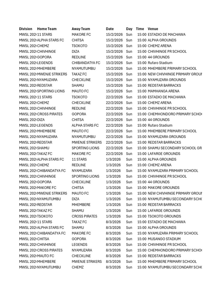 2026 Fixture | PDF