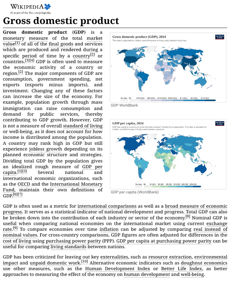 Gross Domestic Product - Wiki Pt1 | PDF | Cost Of Living | Gross ...
