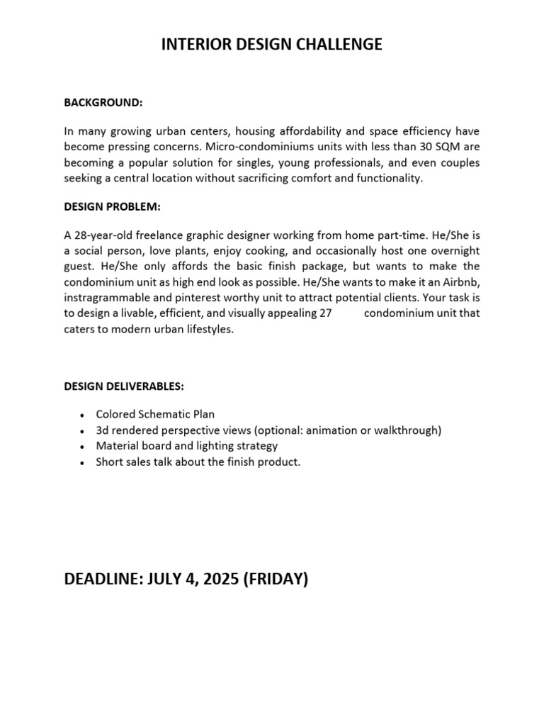 Interior Design Challenge | PDF