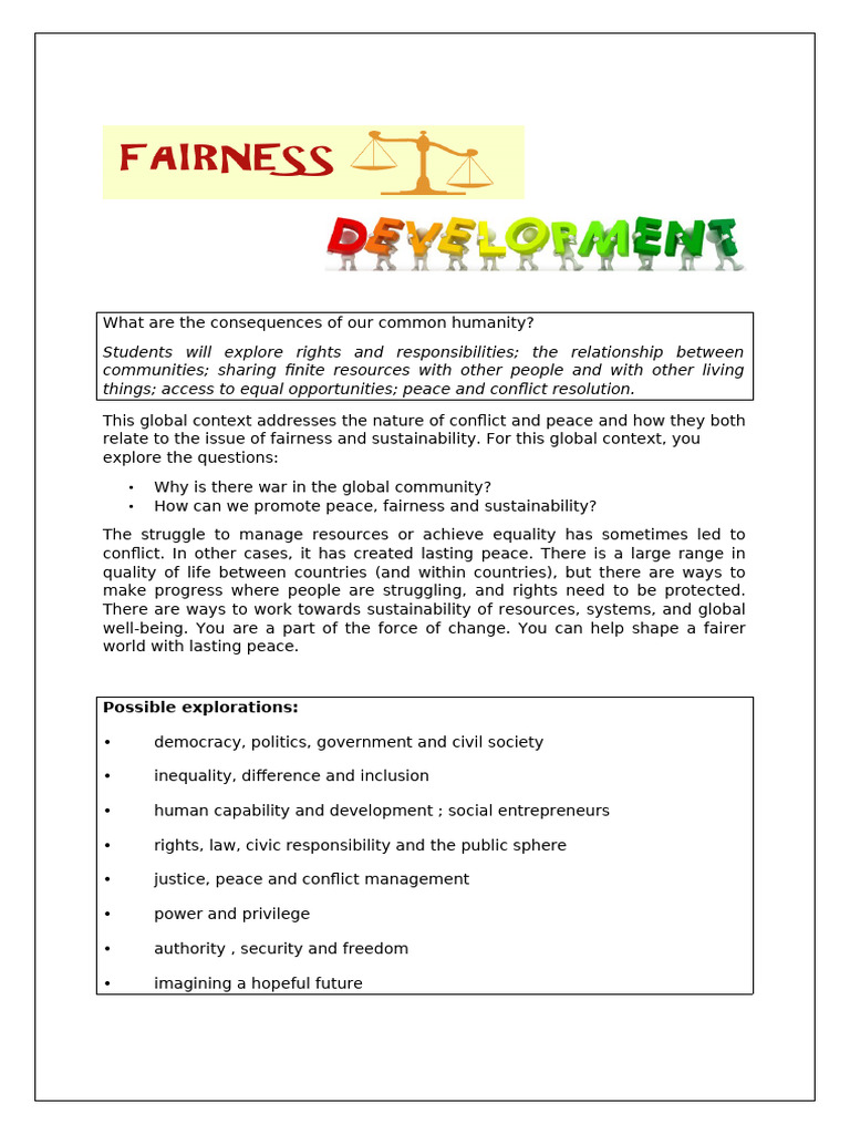 Fairness and Development Resource Sheet | PDF | Discrimination | Rights