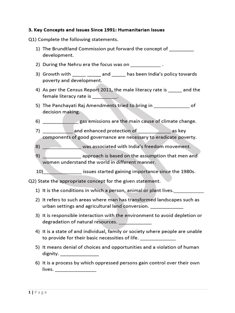 3 - Humanitarian Issues Questions | PDF