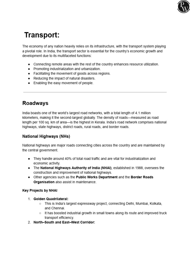 Transport Handwritten Notes | PDF | Rail Transport | Road