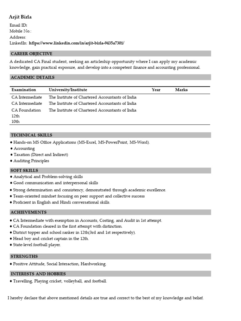 CV Template | PDF