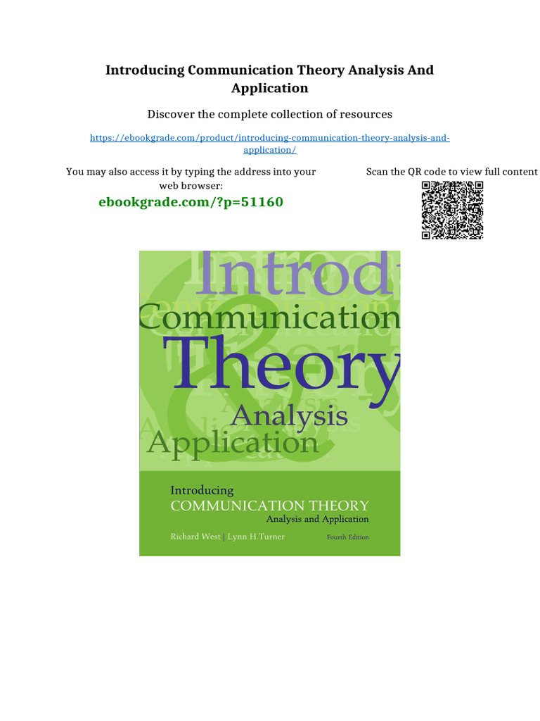 Introducing Communication Theory Analysis and Application PDF Version ...