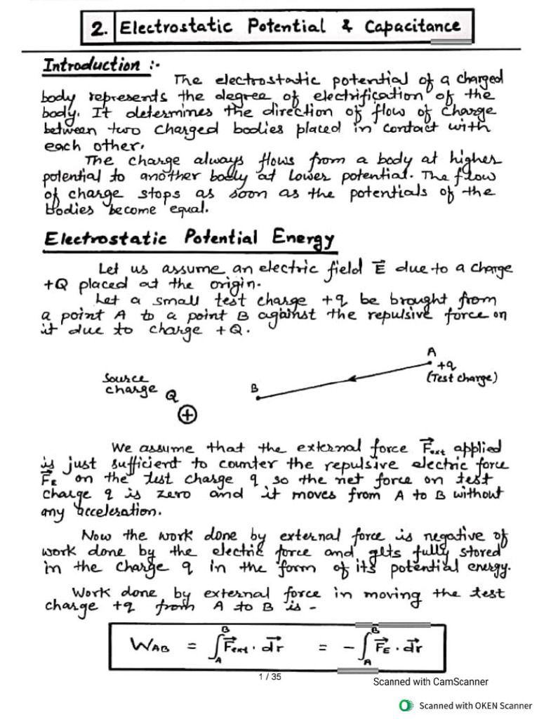 Electric Potential and Capacitance | PDF