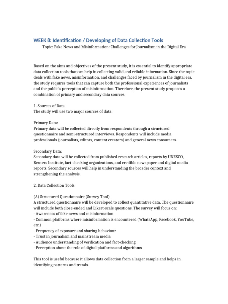 Week8 Data Collection Tools | PDF | Journalism | Survey Methodology