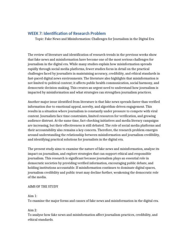 Week7 Identification of Research Problem | PDF | Journalism | News