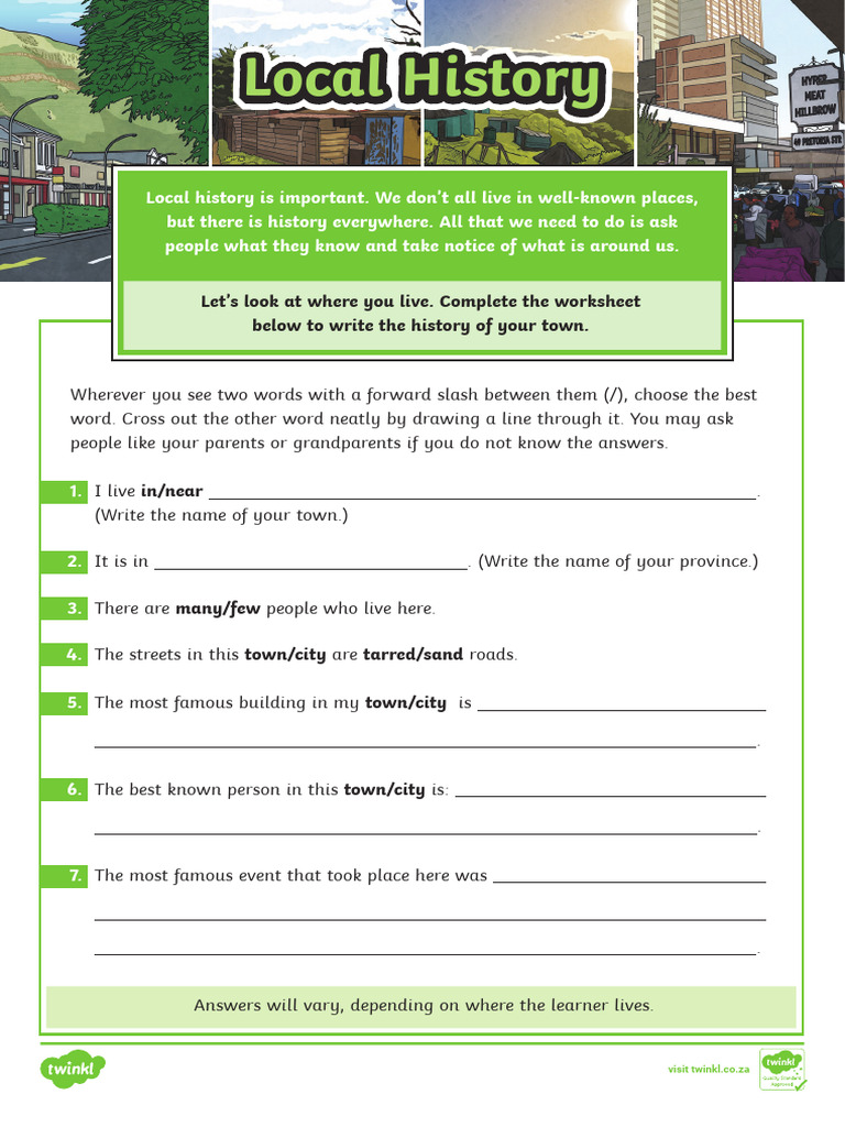 Local History - Activity Sheet | PDF