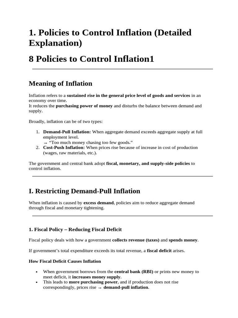 Macro Unit 8 - Policies To Control Inflation | PDF | Fiscal Policy ...