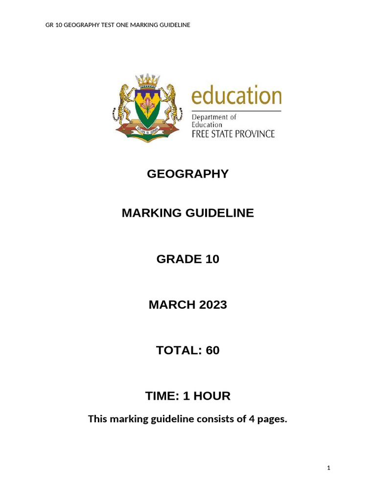 GEO GR10 TEST1 ENG MARKING GUIDELINE 2023 New | PDF | Greenhouse Effect ...