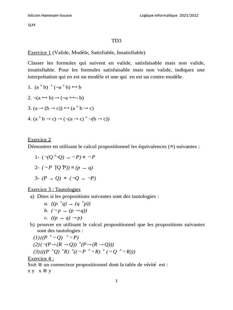 TD3 Logique | PDF | Syntaxe (logique) | Informatique théorique