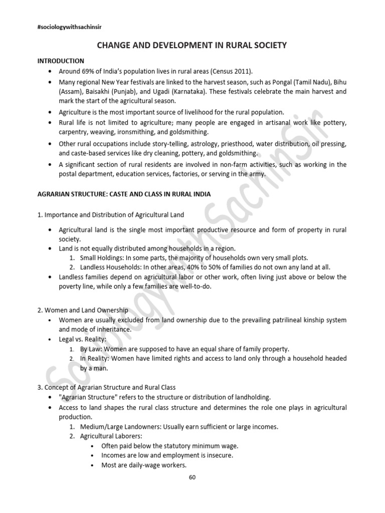 Last Three Chapters Sociology Class 12th | PDF | Employment | Agriculture