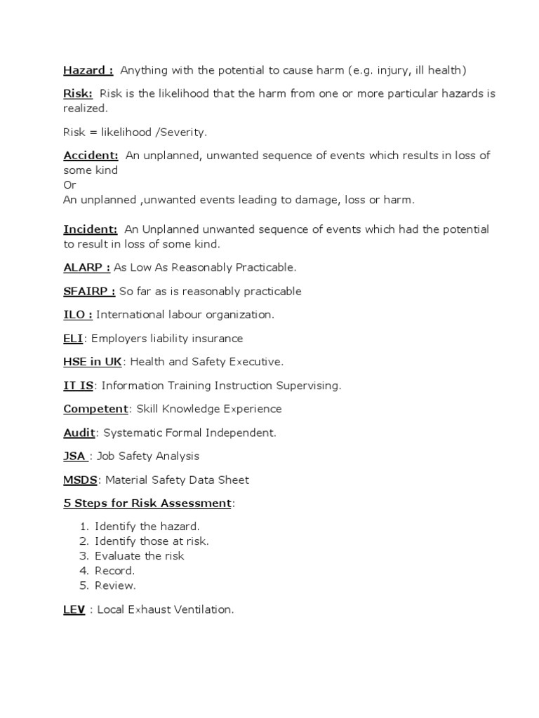 Understanding Workplace Hazards and Risks | PDF