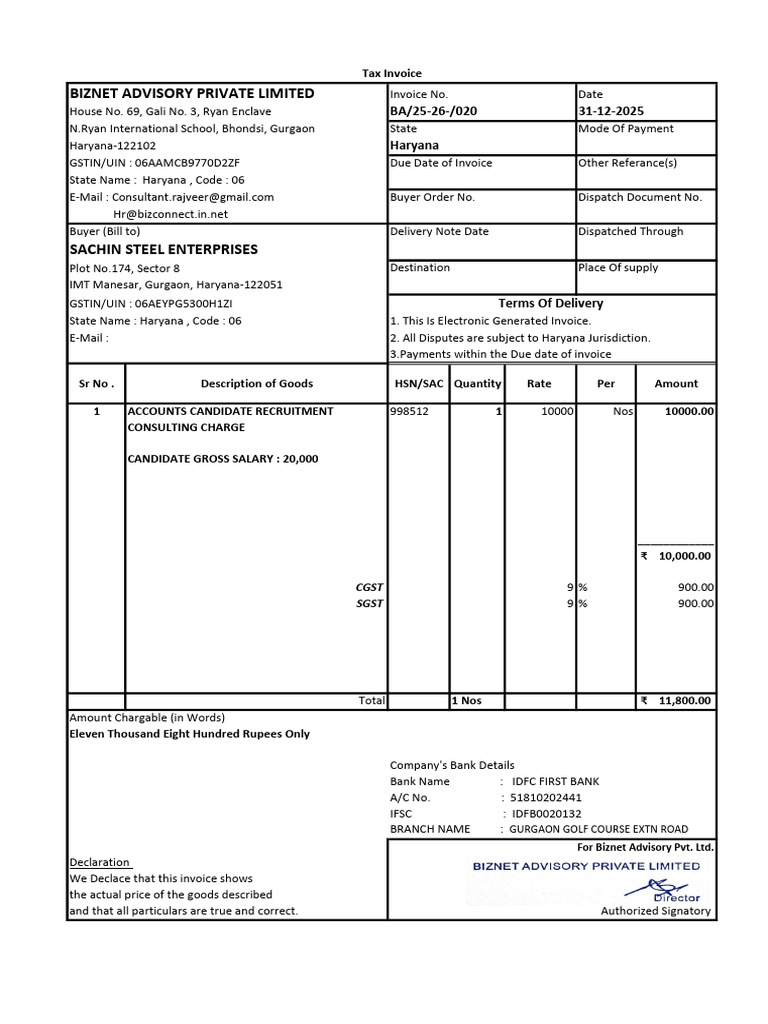 Re - Sachin Steels Inv 020 Accounts | PDF | Invoice | Government Finances