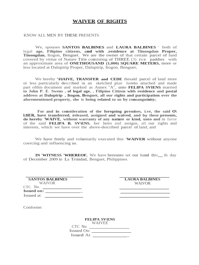 Waiver Rights: Legal L L (3) Ic | PDF