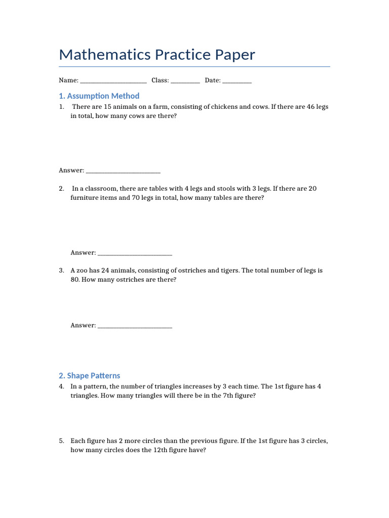 Math Practice Assumption Shape Model Shortage (AutoRecovered) | PDF