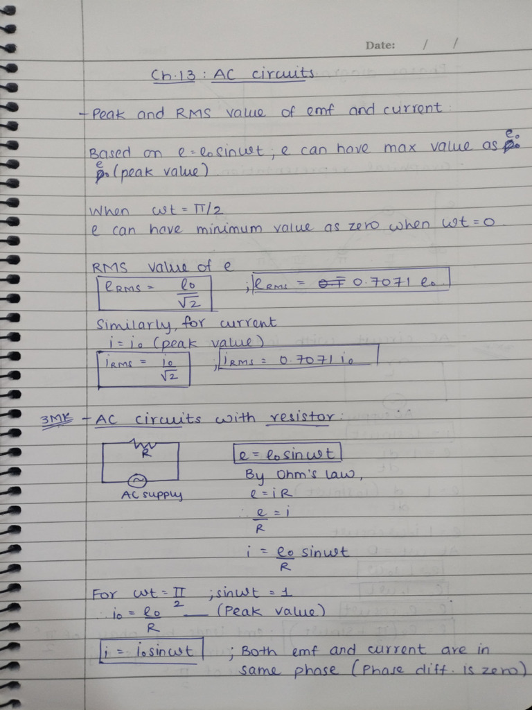 Ac Circuits 12th Physics | PDF