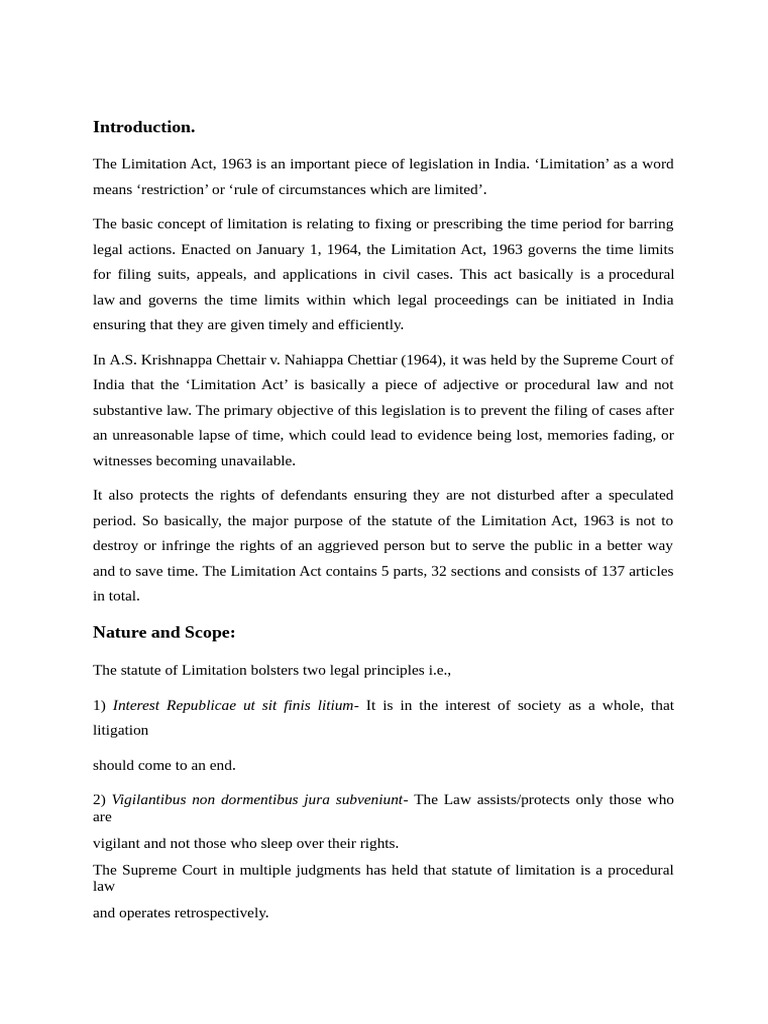 Notes Limitation Act | PDF | Lawsuit | Statute Of Limitations
