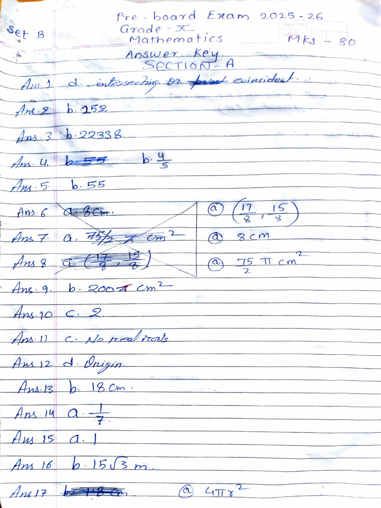 GR 10 TH Math Answer Key | PDF