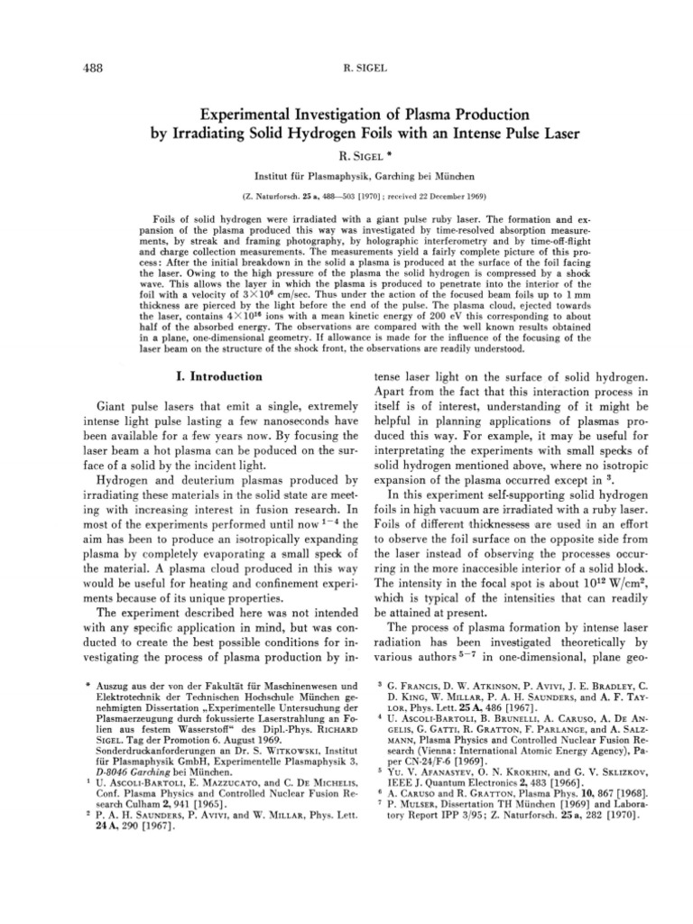 Experimental Investigation of Plasma Production by | PDF | Laser | Light